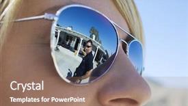  Presentation with police interview - Beautiful presentation theme featuring police officer reflecting in sunglasses backdrop and a coral colored foreground