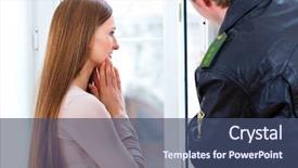  Presentation with police - Presentation design featuring police officer takes evidence background and a ocean colored foreground