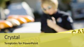  Presentation with radio - Cool new presentation design with police officer using two-way backdrop and a yellow colored foreground