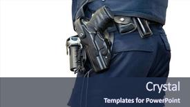  Presentation with spray - Beautiful PPT layouts featuring police officer with gun belt backdrop and a navy blue colored foreground