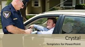  Presentation with traffic police - Audience pleasing presentation design consisting of police officer writing a traffic backdrop and a coral colored foreground