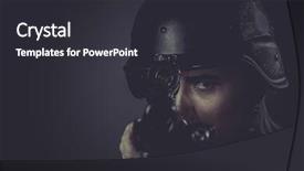  Presentation with armor - Colorful presentation enhanced with police paintball sport player wearing backdrop and a dark gray colored foreground