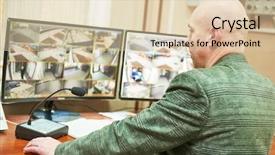  Presentation with video surveillance - Slide deck having police personnel management - security concept video monitoring surveillance background and a lemonade colored foreground