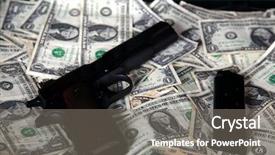  Presentation with executive brief - Presentation theme having money guns - brief case full of cash background and a gray colored foreground