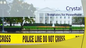  Presentation with white house - PPT theme consisting of police ribbon in front background and a sky blue colored foreground