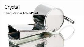  Presentation with whistle - PPT theme enhanced with police sounds - sport metal whistle isolated background and a  colored foreground