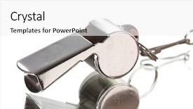  Presentation with whistle - Presentation consisting of police sounds - sport metal whistle isolated background and a white colored foreground