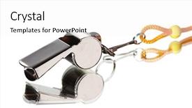  Presentation with whistle - PPT theme with police sounds - sport metal whistle isolated background and a white colored foreground