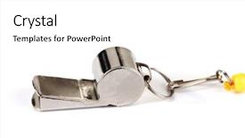  Presentation with whistle - Audience pleasing PPT theme consisting of police sounds - sport metal whistle isolated backdrop and a white colored foreground
