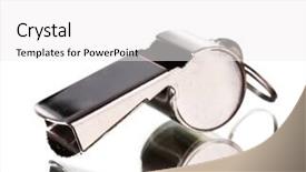  Presentation with whistle - PPT layouts enhanced with police sounds - sport metal whistle isolated background and a  colored foreground