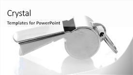  Presentation with whistle - Presentation design enhanced with police sounds - sport metal whistle isolated background and a white colored foreground