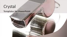  Presentation with whistle - PPT theme with police sounds - sport metal whistle isolated background and a  colored foreground