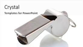  Presentation with whistle - Amazing PPT theme having police sounds - sport metal whistle isolated backdrop and a  colored foreground