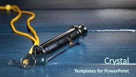  Presentation with whistle - Slides enhanced with police sounds - sport metal whistle on color background and a ocean colored foreground