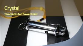  Presentation with whistle - Slide deck having police sounds - sport metal whistle on color background and a tawny brown colored foreground