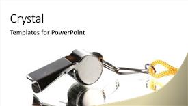  Presentation with whistle - PPT layouts having police sounds - sport metal whistle on gray background and a  colored foreground