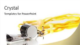  Presentation with whistle - Colorful presentation design enhanced with police sounds - sport metal whistle on gray backdrop and a white colored foreground