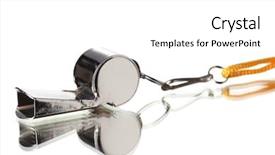  Presentation with whistle - Slide set with police sounds - sport metal whistle on gray background and a  colored foreground