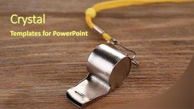  Presentation with whistle - Amazing PPT layouts having police sounds - sport metal whistle on wooden backdrop and a tawny brown colored foreground