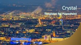  Presentation with scene - Slide deck having police state - austria upper austria linz night background and a ocean colored foreground