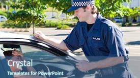  Presentation with driver - Presentation theme featuring police stop - policeman chatting with driver background and a ocean colored foreground