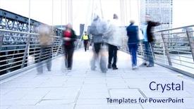  Presentation with bridge over troubled water - PPT theme featuring police stress - blurred people walking background and a sky blue colored foreground