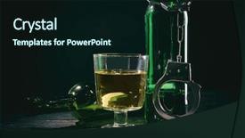  Presentation with out line of glass bottle - Presentation theme having police stress - bottles and glass of alcohol background and a wine colored foreground