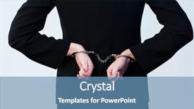  Presentation with handcuffed - Slides with police stress - business person handcuffed behind back background and a  colored foreground