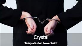  Presentation with handcuffed - Colorful theme enhanced with police stress - business person handcuffed behind back backdrop and a black colored foreground