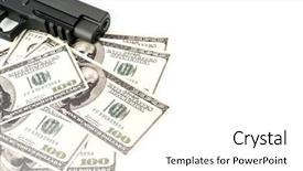  Presentation with pistol targets - Amazing PPT theme having police stress - close up image of pistol backdrop and a white colored foreground