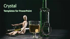  Presentation with alcohol pills - Amazing theme having police stress - composition of doll and alcohol backdrop and a wine colored foreground