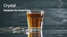  Presentation with alcohol disorder - Theme consisting of police stress - glass and handcuffs on table background and a  colored foreground