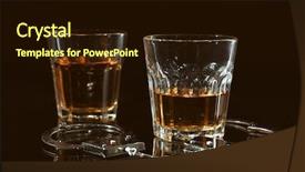  Presentation with alcohol - Theme featuring police stress - glasses with handcuffs on dark background and a  colored foreground