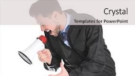  Presentation with security guard - Colorful slide deck enhanced with police stress - male security guard with megaphone backdrop and a  colored foreground