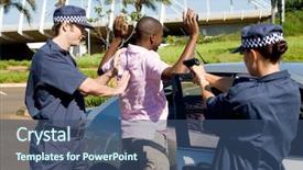  Presentation with criminal justice murder - PPT theme featuring police stop search - dangerous criminal under arrest background and a tawny brown colored foreground