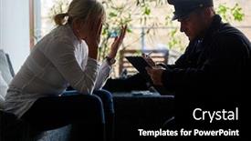  Presentation with family - Audience pleasing PPT theme consisting of policeman-interviews-victims-after-burglary backdrop and a black colored foreground