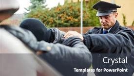  Presentation with search - Slide set with policeman-makes-body-search background and a tawny brown colored foreground