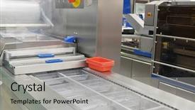  Presentation with food industry - PPT theme with poliethylene - image of a food packing background and a  colored foreground