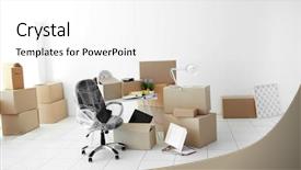  Presentation with personal belongings - Beautiful slides featuring poliethylene - moving cardboard boxes and personal backdrop and a white colored foreground