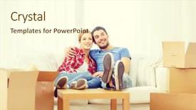  Presentation with cinematography video movie cinema concept - Beautiful PPT theme featuring poliethylene - moving home and couple concept backdrop and a  colored foreground