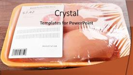  Presentation with chicken meat package - Audience pleasing PPT theme consisting of poliethylene - packed pieces of chicken meat backdrop and a lemonade colored foreground