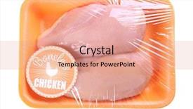  Presentation with meat - Slide set with poliethylene - packed pieces of chicken meat background and a coral colored foreground