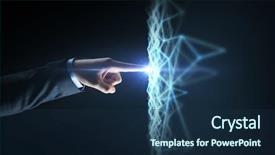  Presentation with business technology internet and network - Colorful presentation theme enhanced with polis - business network and technology concept backdrop and a navy blue colored foreground