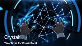  Presentation with black technology - Amazing PPT theme having polis - business people and technology concept backdrop and a navy blue colored foreground