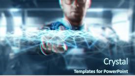  Presentation with abstract business - Cool new slide deck with polis - business technology and network concept backdrop and a ocean colored foreground