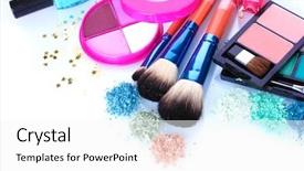  Presentation with eye shadow - Beautiful presentation design featuring polish and make-up brush backdrop and a white colored foreground