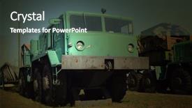  Presentation with base - Beautiful PPT theme featuring polish army - abandoned military base near kiev backdrop and a dark gray colored foreground