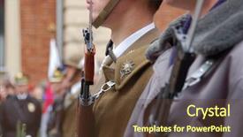  Presentation with polish army - Theme consisting of polish army - closeup of soldiers performing duty background and a tawny brown colored foreground