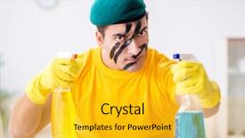  Presentation with polish army - PPT layouts having polish army - man in military style cleaning background and a gold colored foreground