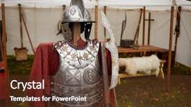  Presentation with polish army - Presentation design featuring polish army - metal hussar armour of seventeenth background and a tawny brown colored foreground